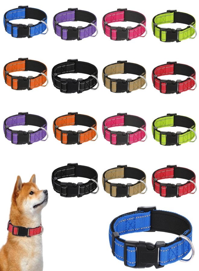 AojSup 16 Pcs Reflective Puppy Dog Collars Bulk for Litter Dogs, Adjustable Safety Nylon Dog Collar with Locking Buckle, Soft Padded Breathable Puppy Collars for Cats Pets (Small) - Image 1